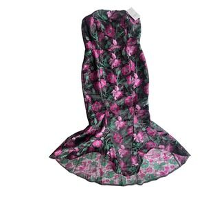 Vici Collection M Magenta Orchard Views Strapless Floral Mermaid Maxi Dress Chic